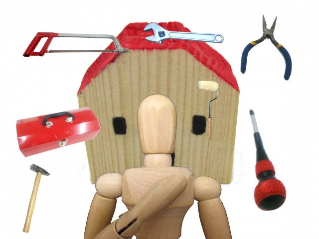 工具と家とデッサン人形