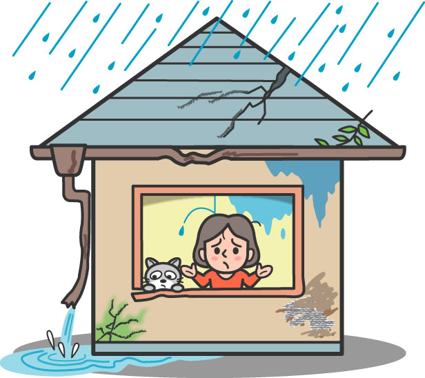 雨漏りして困っている女性